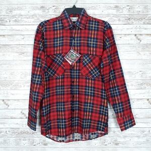 Highlander Flannel Mens Shirt S Red Blue Plaid 916